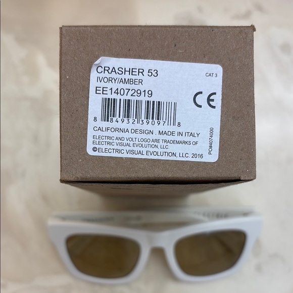 Electric Crasher 53 Ivory/Amber Stylish White Sunglasses - Picture 2 of 7